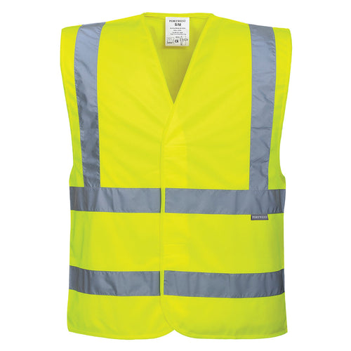 Reflective Hi-Vis Yellow ANSI 107 Class 2 Safety Vest Front View