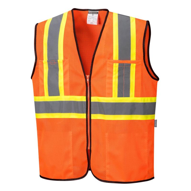 Mesh Class 2 Safety Vest with Pockets Hi Vis Reflective