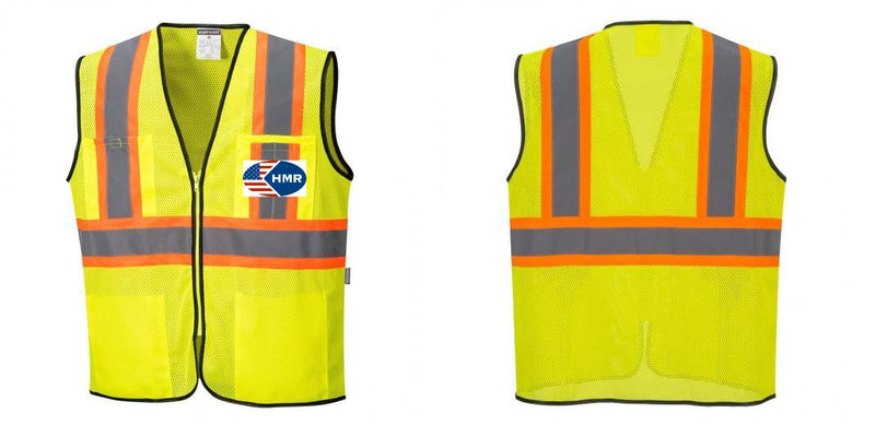Custom Yellow Mesh Class 2 Reflective Safety Vest with Pockets