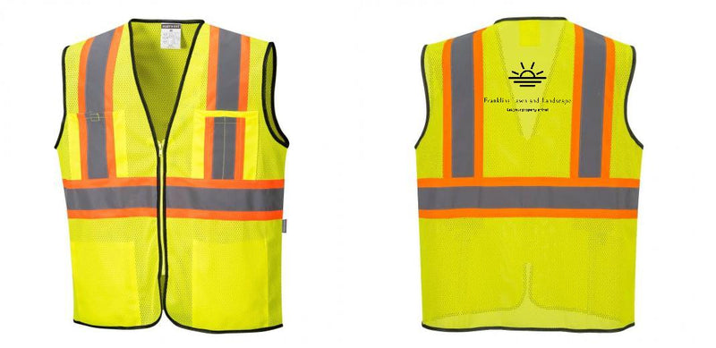 Custom Yellow Mesh Class 2 Reflective Safety Vest with Pockets