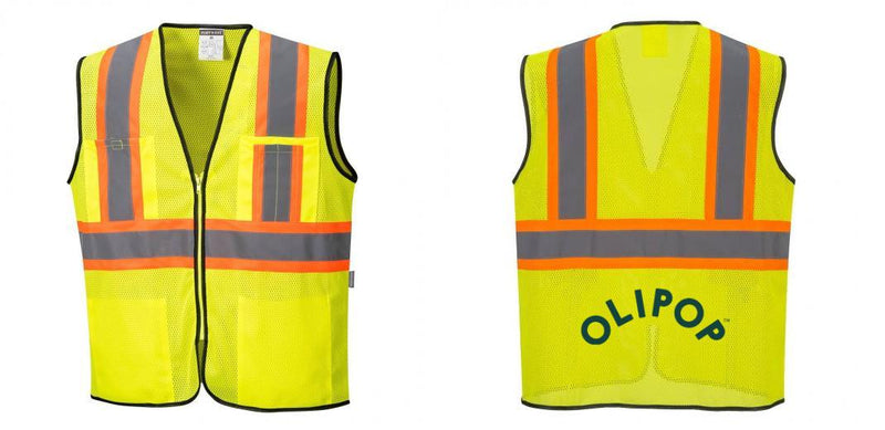 Custom Yellow Mesh Class 2 Reflective Safety Vest with Pockets