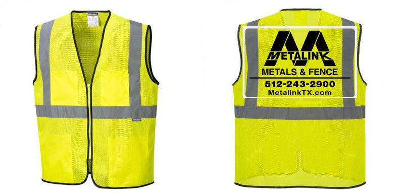 Custom Lightweight High Visibility Yellow Tampa Mesh Vest