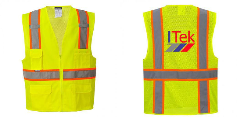 Custom Yellow Class 2 Safety Vest with Cooling Mesh Back