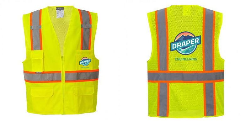 Custom Yellow Class 2 Safety Vest with Cooling Mesh Back