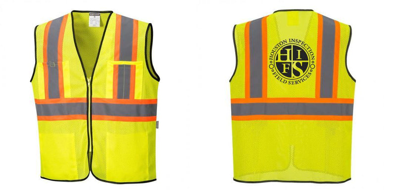 Custom Yellow Mesh Class 2 Reflective Safety Vest with Pockets