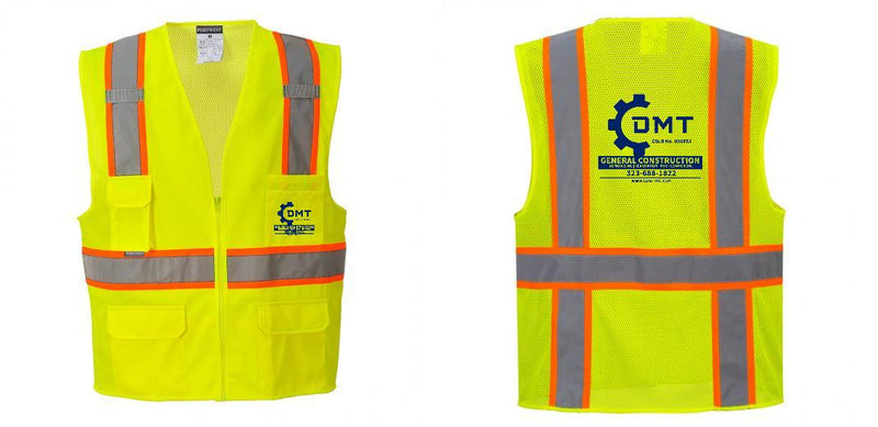 Custom Yellow Class 2 Safety Vest with Cooling Mesh Back
