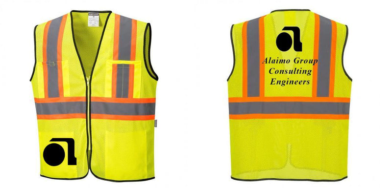 Custom Yellow Mesh Class 2 Reflective Safety Vest with Pockets