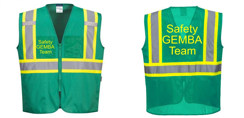 Custom Green Safety Vest Reflective High Visibility with Pockets