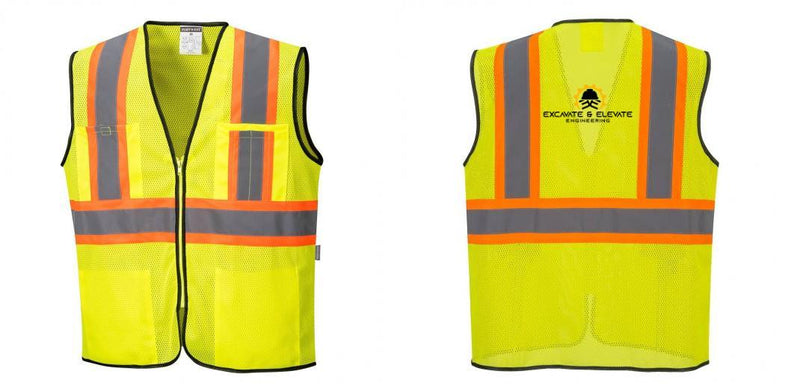 Custom Yellow Mesh Class 2 Reflective Safety Vest with Pockets