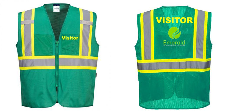 Custom Green Safety Vest Reflective High Visibility with Pockets