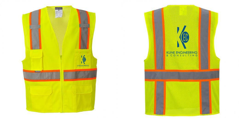 Custom Yellow Class 2 Safety Vest with Cooling Mesh Back