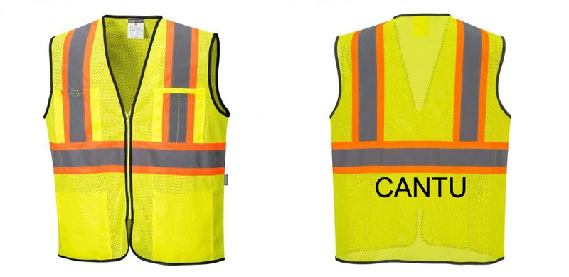 Custom Yellow Mesh Class 2 Reflective Safety Vest with Pockets