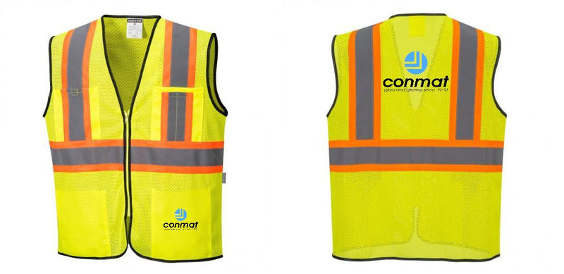 Custom Yellow Mesh Class 2 Reflective Safety Vest with Pockets