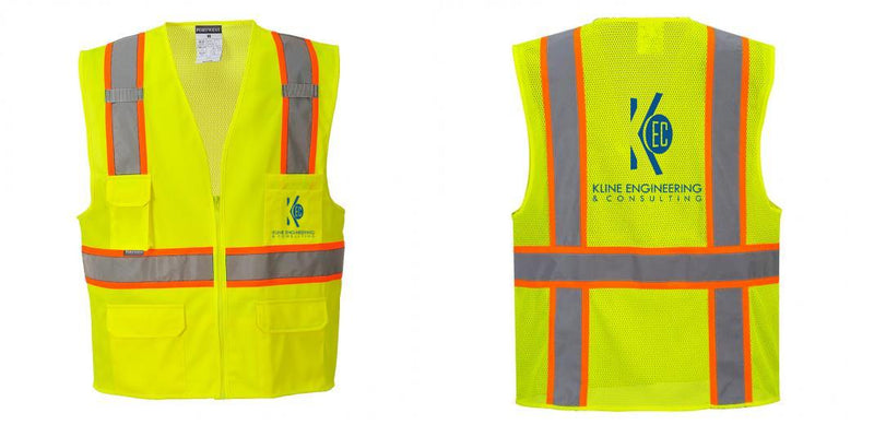 Custom Yellow Class 2 Safety Vest with Cooling Mesh Back