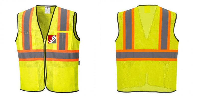 Custom Yellow Mesh Class 2 Reflective Safety Vest with Pockets