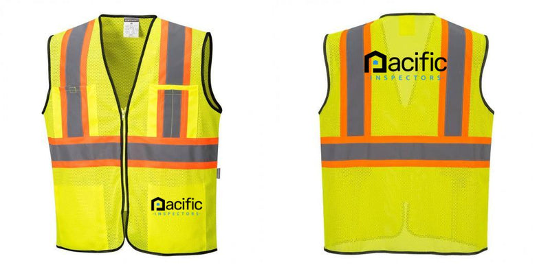 Custom Yellow Mesh Class 2 Reflective Safety Vest with Pockets