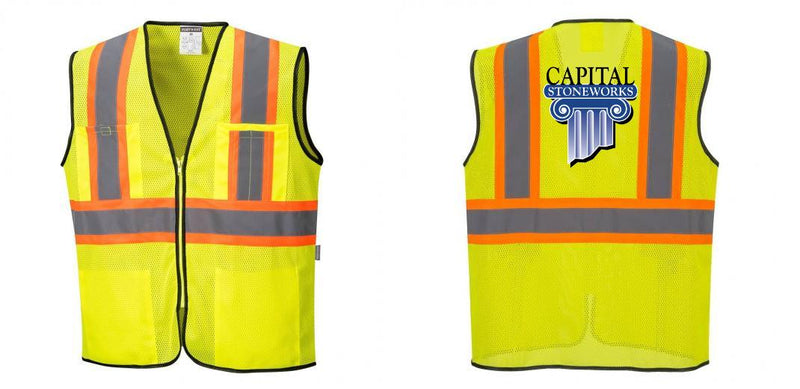 Custom Yellow Mesh Class 2 Reflective Safety Vest with Pockets