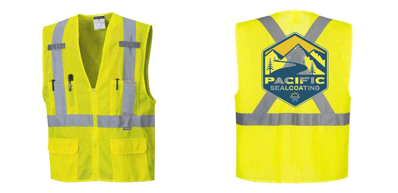 Custom Hi-Vis YELLOW Mesh X Back Executive Vest