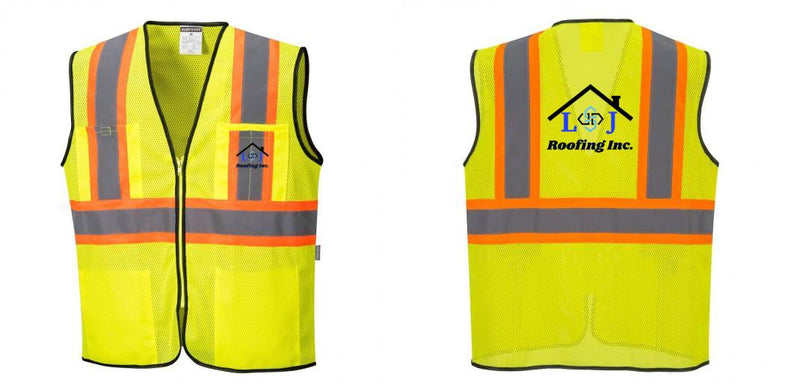 Custom Yellow Mesh Class 2 Reflective Safety Vest with Pockets