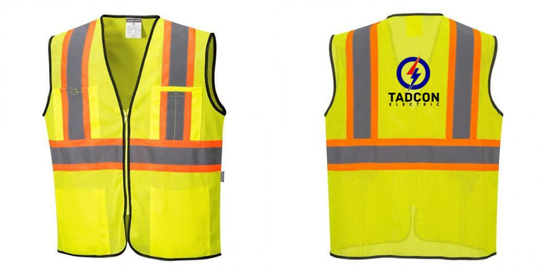 Custom Yellow Mesh Class 2 Reflective Safety Vest with Pockets