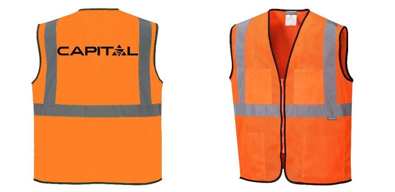 Custom Lightweight High Visibility ORANGE Tampa Mesh Vest