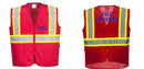 Custom RED Safety Vest Reflective High Visibility with Pockets