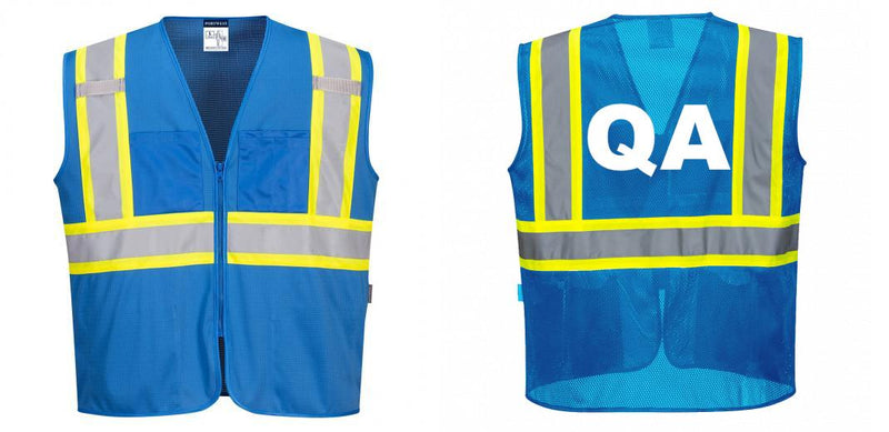Custom Royal Blue Safety Vest Reflective High Visibility with Pockets