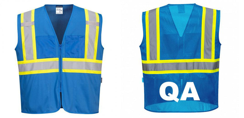 Custom Royal Blue Safety Vest Reflective High Visibility with Pockets