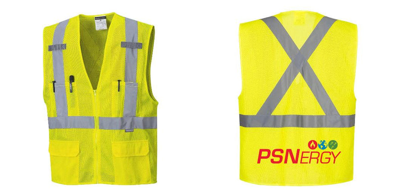 Custom Hi-Vis YELLOW Mesh X Back Executive Vest