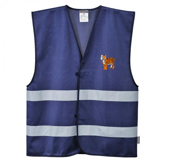 Custom Navy Blue Reflective Hi Visibility Work and Event Style Vest