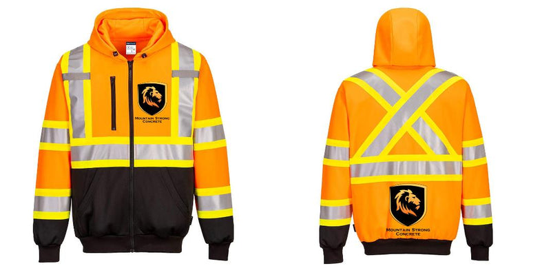 Custom Reflective X-Back Hi-Vis ORANGE Hoodie