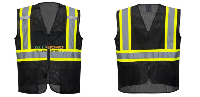Custom Black Safety Vest Reflective High Visibility with Pockets