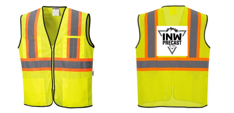 Custom Yellow Mesh Class 2 Reflective Safety Vest with Pockets
