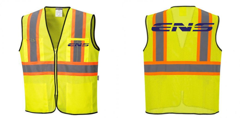 Custom Yellow Mesh Class 2 Reflective Safety Vest with Pockets