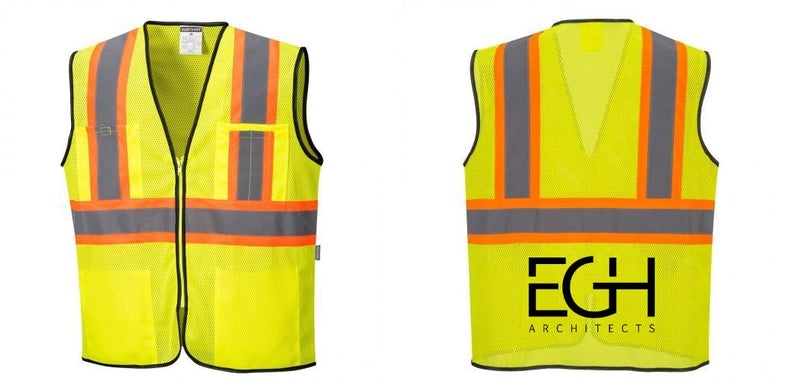 Custom Yellow Mesh Class 2 Reflective Safety Vest with Pockets