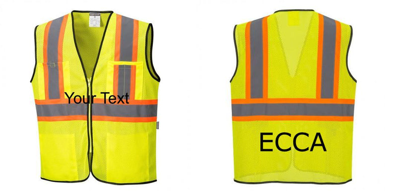 Custom Yellow Mesh Class 2 Reflective Safety Vest with Pockets