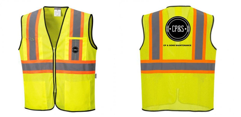 Custom Yellow Mesh Class 2 Reflective Safety Vest with Pockets