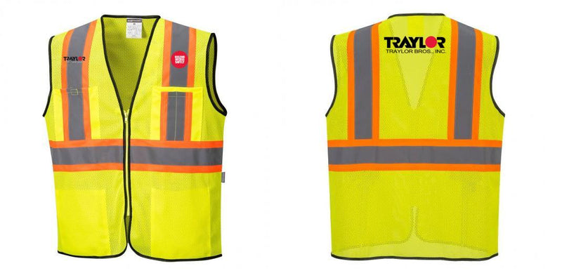 Custom Yellow Mesh Class 2 Reflective Safety Vest with Pockets