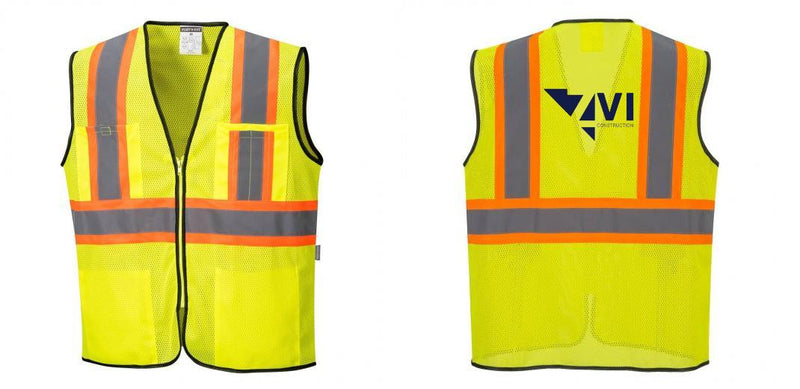 Custom Yellow Mesh Class 2 Reflective Safety Vest with Pockets