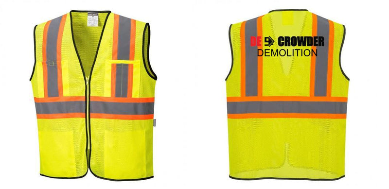 Custom Yellow Mesh Class 2 Reflective Safety Vest with Pockets