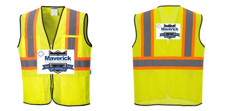 Custom Yellow Mesh Class 2 Reflective Safety Vest with Pockets