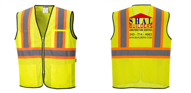 Custom Yellow Mesh Class 2 Reflective Safety Vest with Pockets