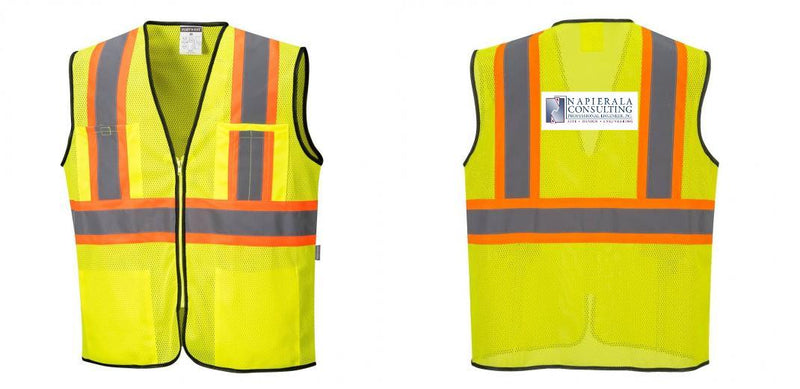 Custom Yellow Mesh Class 2 Reflective Safety Vest with Pockets