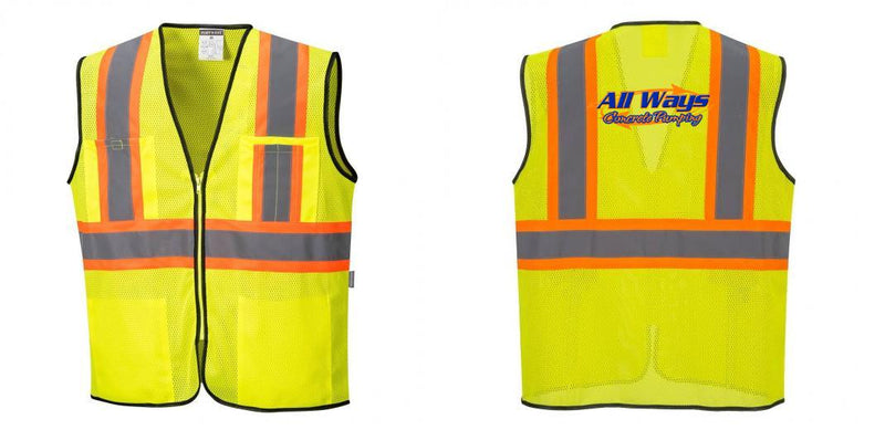 Custom Yellow Mesh Class 2 Reflective Safety Vest with Pockets