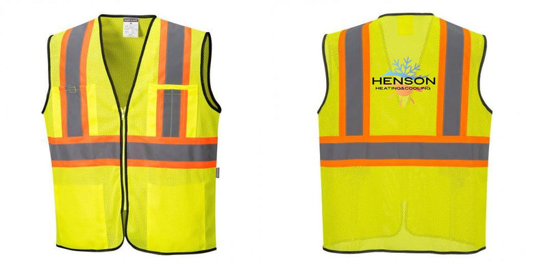 Custom Yellow Mesh Class 2 Reflective Safety Vest with Pockets