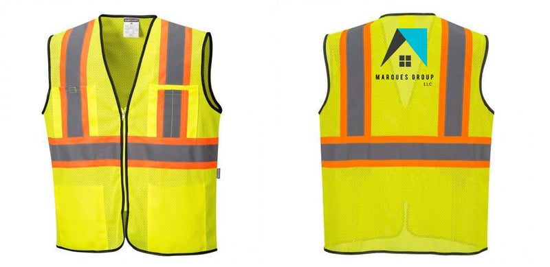 Custom Yellow Mesh Class 2 Reflective Safety Vest with Pockets