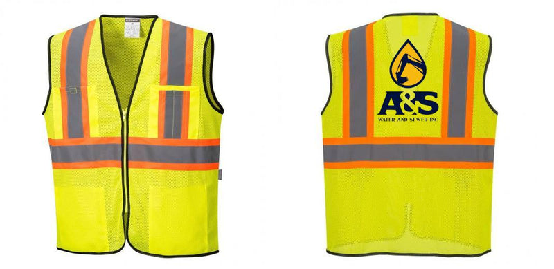 Custom Yellow Mesh Class 2 Reflective Safety Vest with Pockets