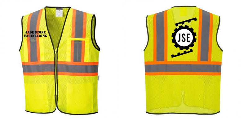 Custom Yellow Mesh Class 2 Reflective Safety Vest with Pockets