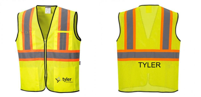 Custom Yellow Mesh Class 2 Reflective Safety Vest with Pockets