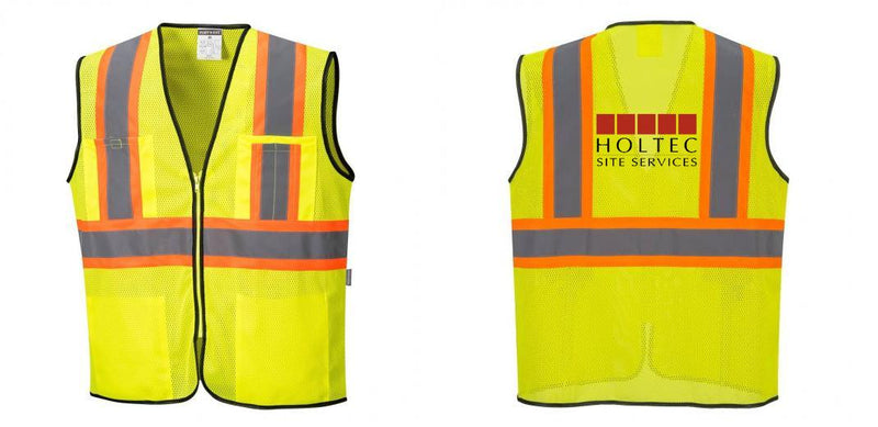 Custom Yellow Mesh Class 2 Reflective Safety Vest with Pockets